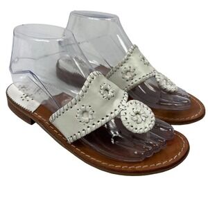 Jack Rogers White Leather Thong Sandals Size 6M Flip Flops